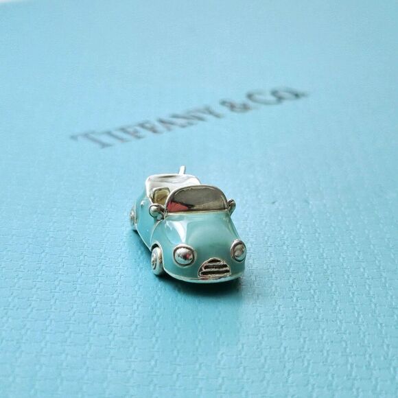 Tiffany & Co. Jewelry - RARE Tiffany & Co. Blue Ename Convertible Car Sport Silver Pendant Charm